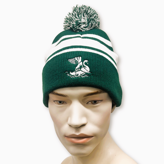 Leatherhead Swan Cuffed Knitted Pom Pom Beanie